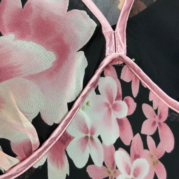 90s Rampage Babydoll Dress Sz 9 Whimsigoth Floral Sheer Asymmetrical Hem Fairy - Picture 11 of 13